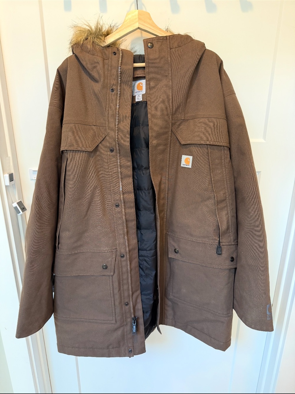 Carhartt Brown Hooded Insulated Puffer Coat
